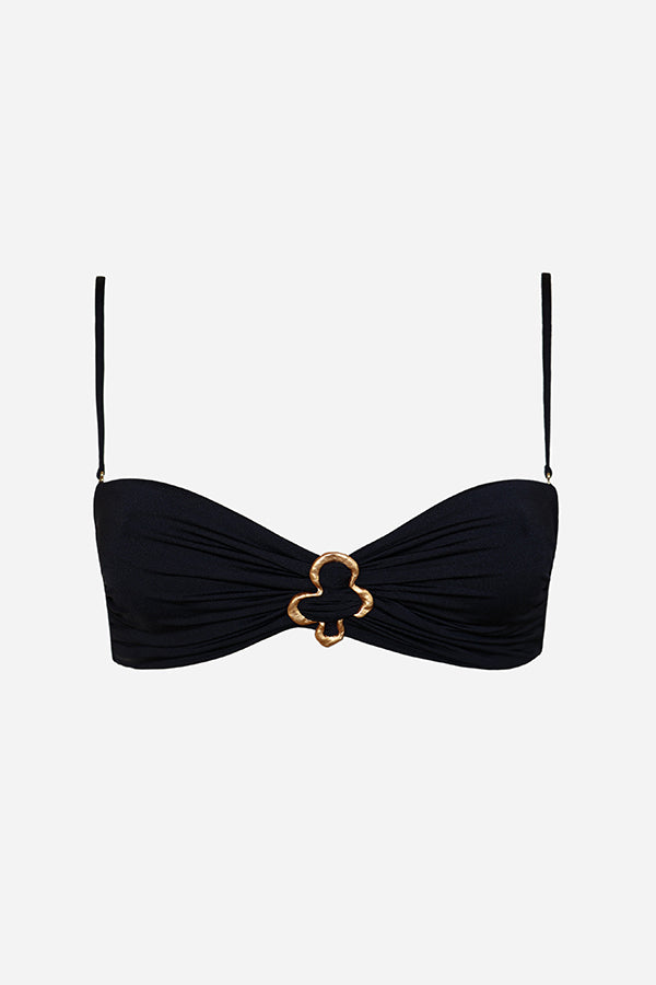 The Fame Bandeau Bikini Top with Metal Detail