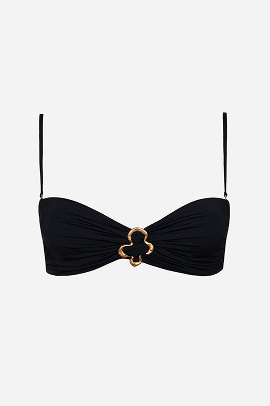 The Fame Bandeau Bikini Top with Metal Detail