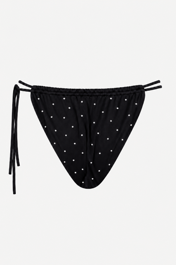 Black crystal bikini bottom with tie sides and flattering cut – Christin Isabellé